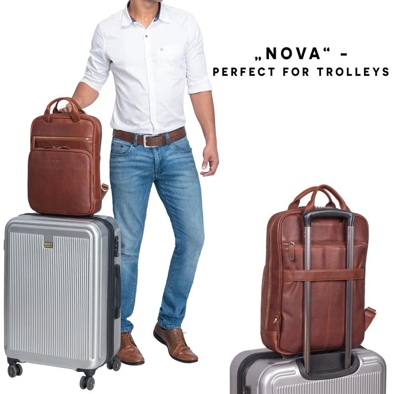 "Nova" Moderner Echt-Leder Rucksack Notebook 13,3 Zoll Damen / Herren