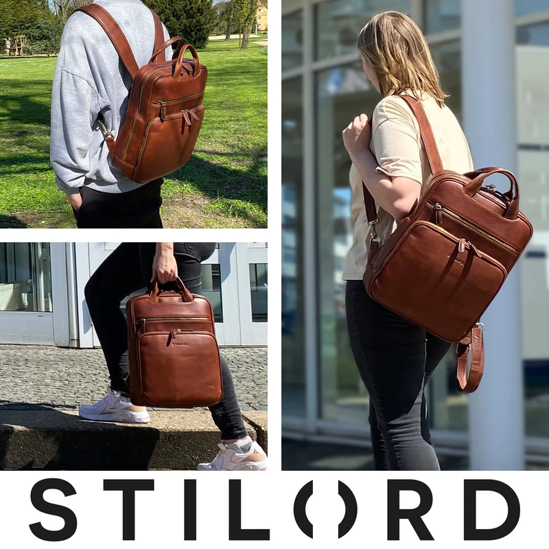 "Nova" Moderner Echt-Leder Rucksack Notebook 13,3 Zoll Damen / Herren