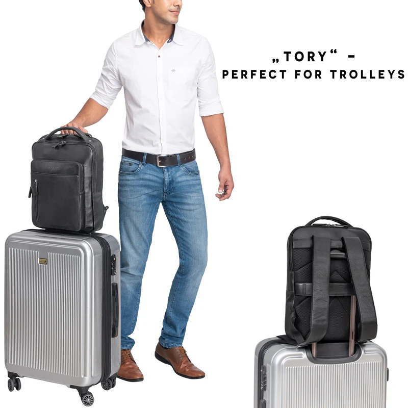 "Tory" Leder Laptoprucksack 13 - 14 Zoll Herren Damen