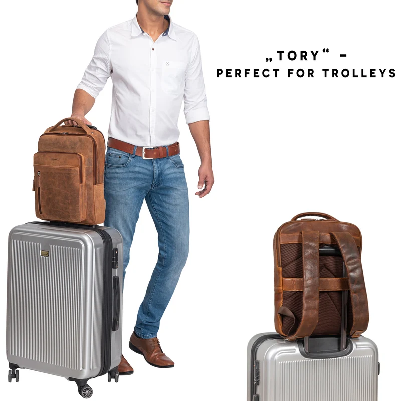 "Tory" Leder Laptoprucksack 13 - 14 Zoll Herren Damen