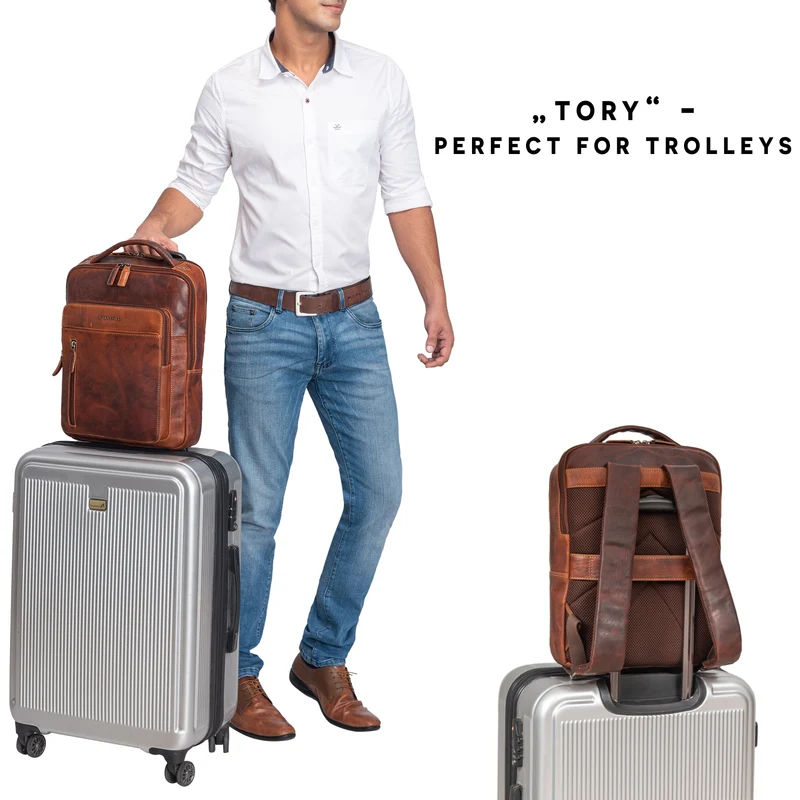 "Tory" Leder Laptoprucksack 13 - 14 Zoll Herren Damen