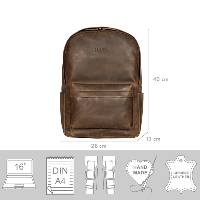 "Arik" Rucksack Herren Leder 16 Zoll