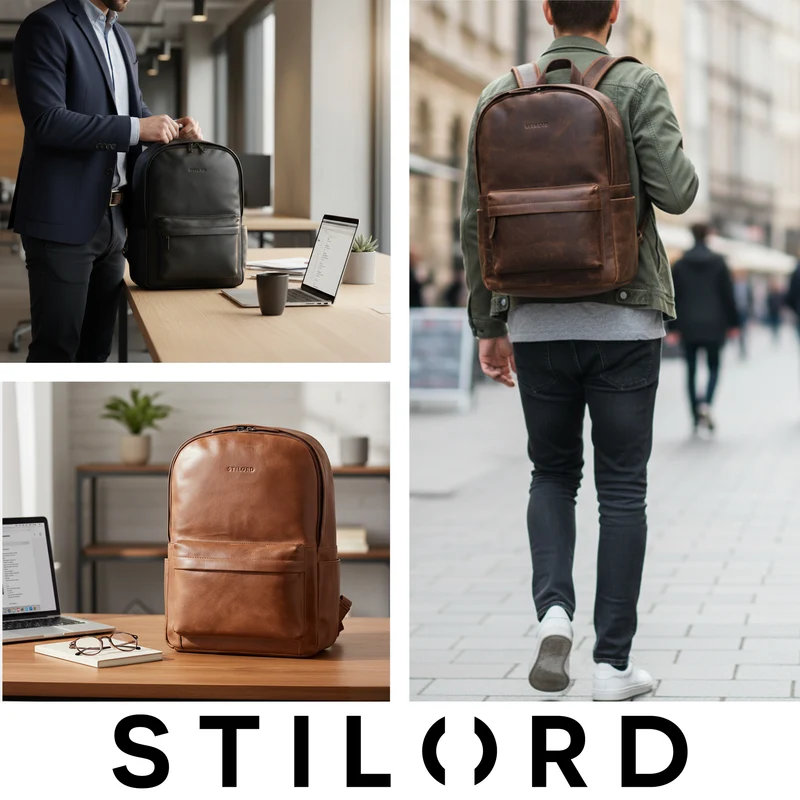 "Arik" Rucksack Herren Leder 16 Zoll