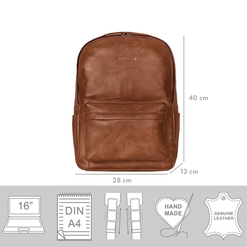 "Arik" Rucksack Herren Leder 16 Zoll