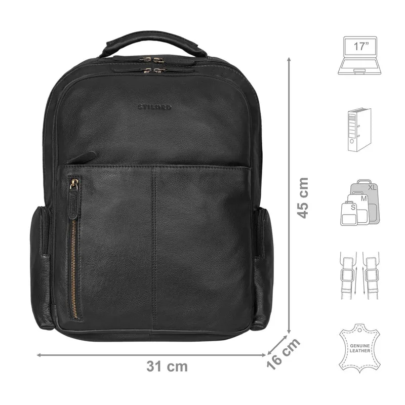 "Sherlock" Laptoprucksack Damen und Herren 17 Zoll Leder