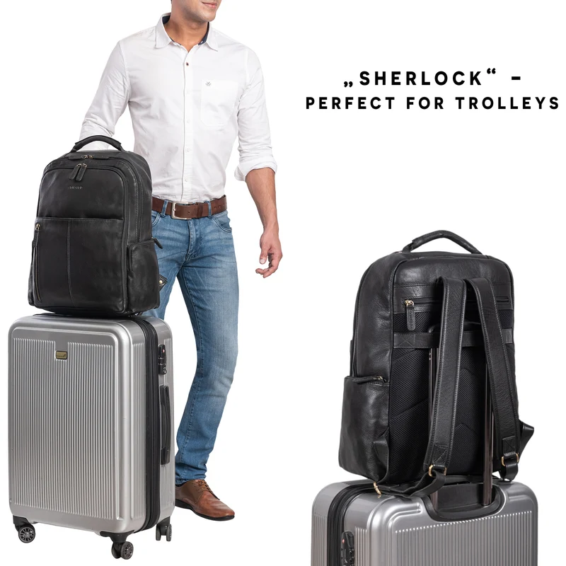 "Sherlock" Laptoprucksack Damen und Herren 17 Zoll Leder