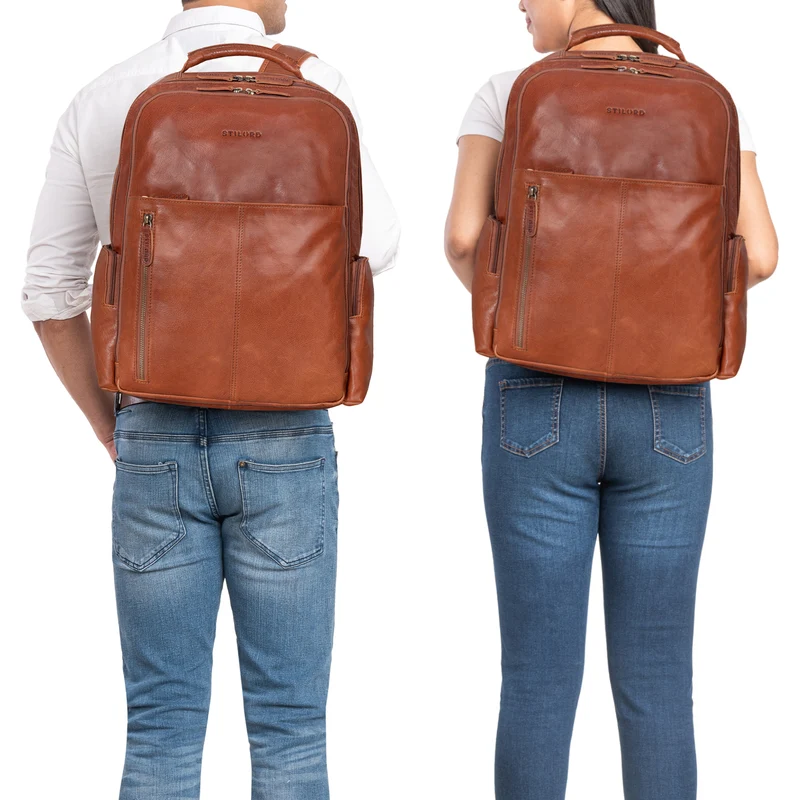 "Sherlock" Laptoprucksack Damen und Herren 17 Zoll Leder