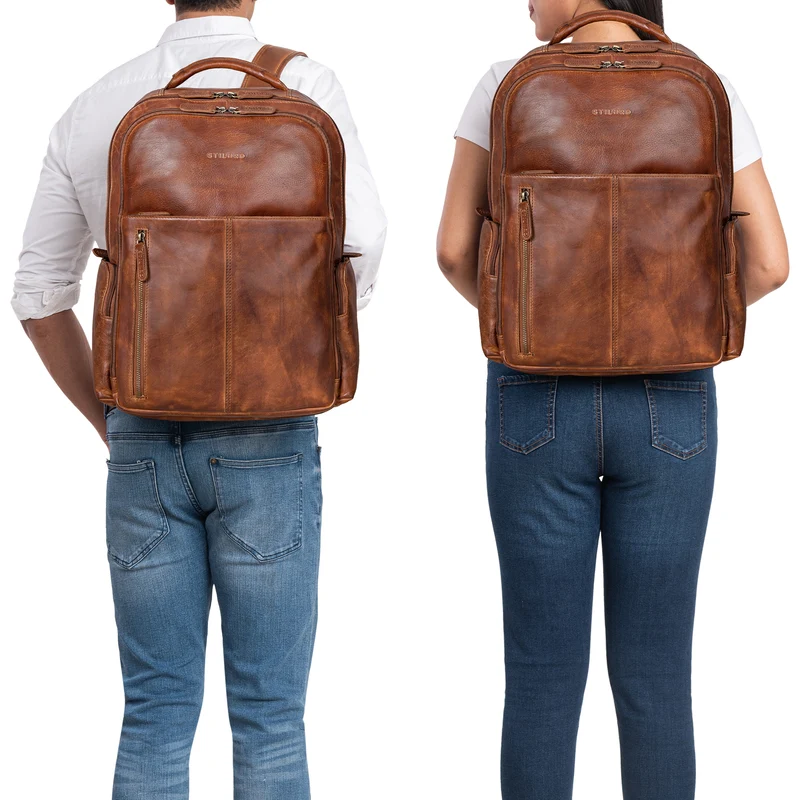 "Sherlock" Laptoprucksack Damen und Herren 17 Zoll Leder