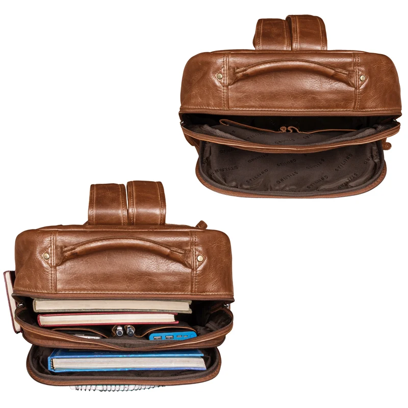 "Sherlock" Laptoprucksack Damen und Herren 17 Zoll Leder