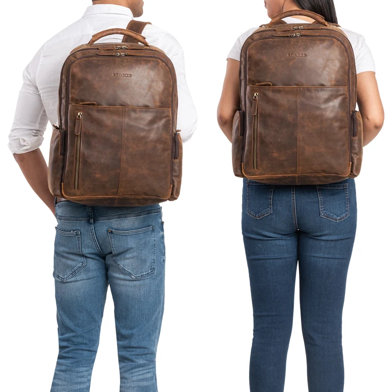 "Sherlock" Laptoprucksack Damen und Herren 17 Zoll Leder