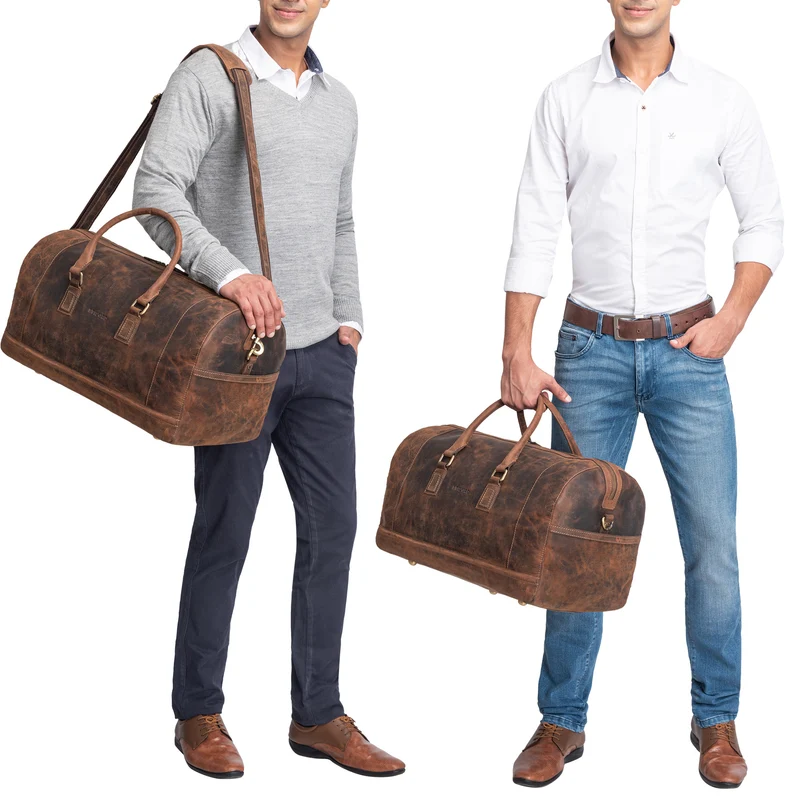 "Edson" Leder Weekender Vintage Reisetasche Groß für Herren und Damen