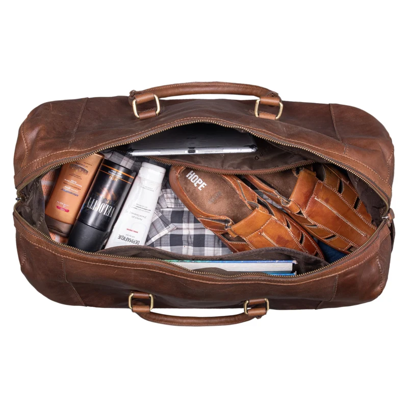 "Edson" Leder Weekender Vintage Reisetasche Groß für Herren und Damen