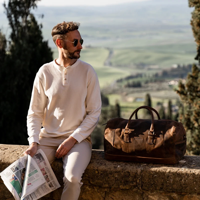 "Edson" Leder Weekender Vintage Reisetasche Groß für Herren und Damen