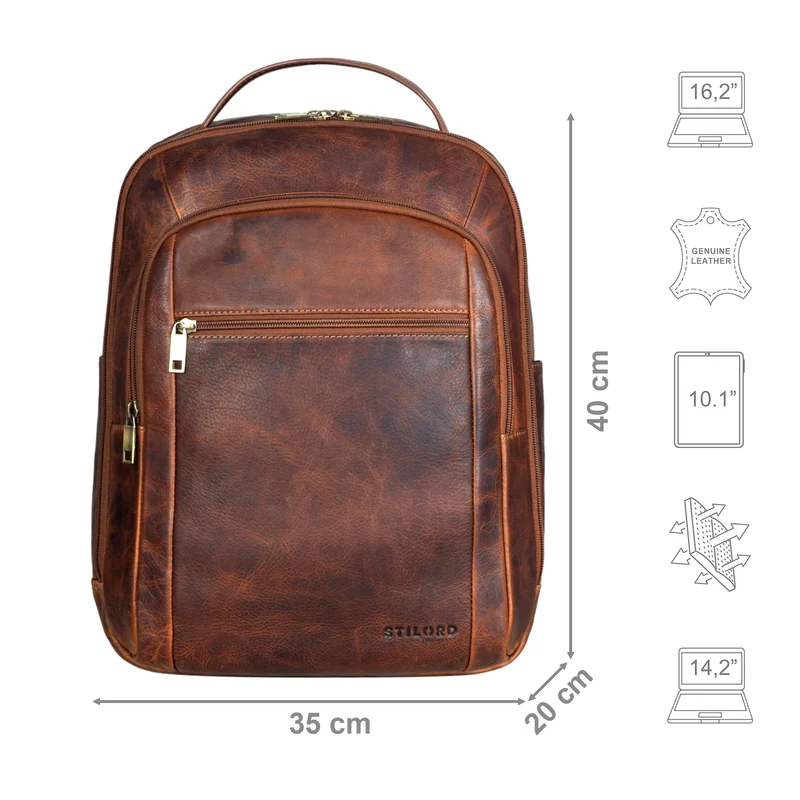 "Floyd" Laptop-Rucksack 14 - 16 Zoll Leder Herren und Damen
