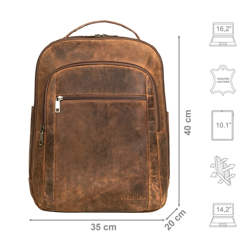 "Floyd" Laptop-Rucksack 14 - 16 Zoll Leder Herren und Damen