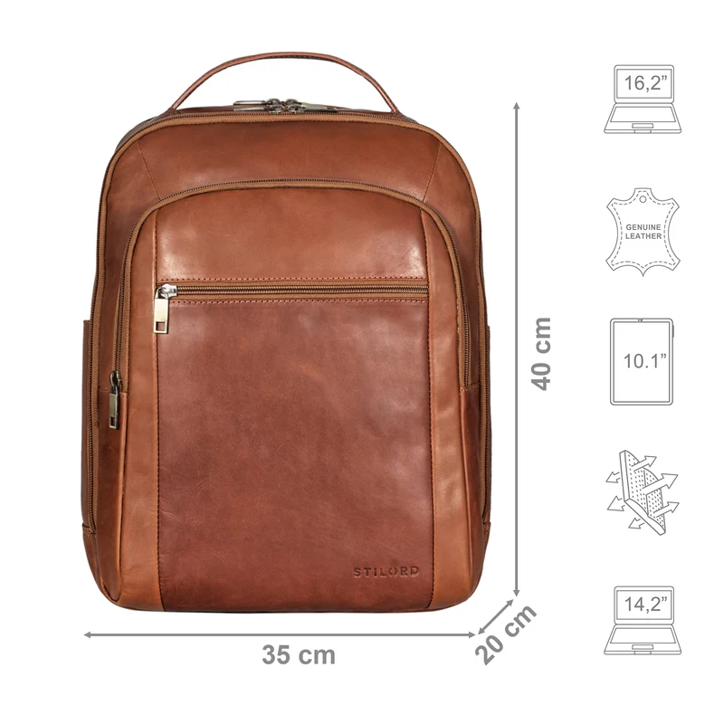 "Floyd" Laptop-Rucksack 14 - 16 Zoll Leder Herren und Damen