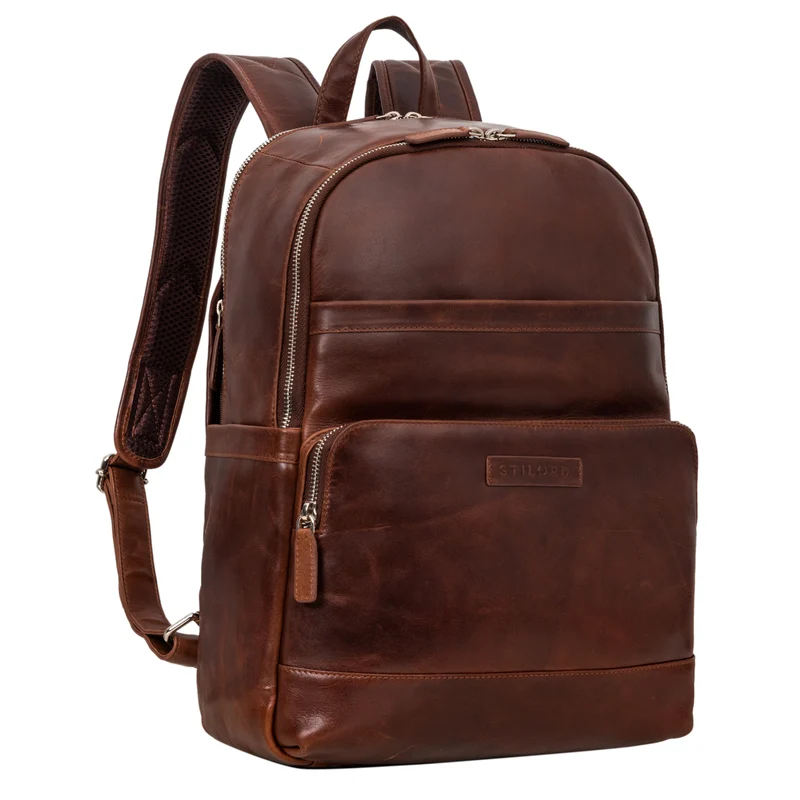 "Milan" Klassischer Laptop Rucksack 13,3 - 14 Zoll Echt Leder