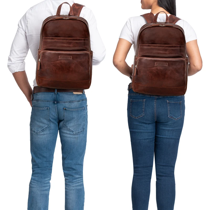 "Milan" Klassischer Laptop Rucksack 13,3 - 14 Zoll Echt Leder