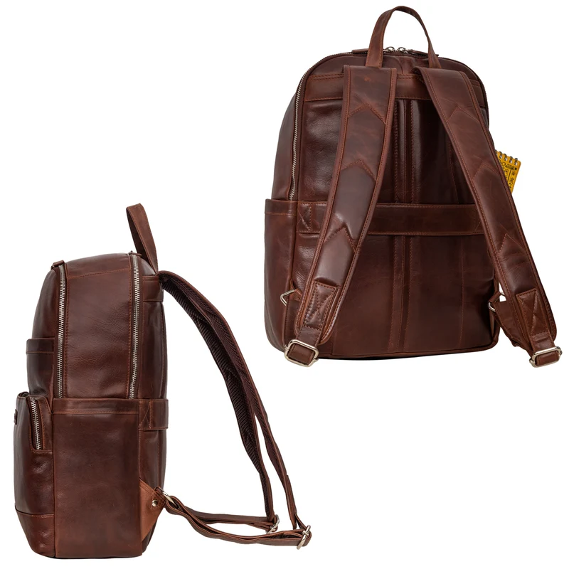 "Milan" Klassischer Laptop Rucksack 13,3 - 14 Zoll Echt Leder