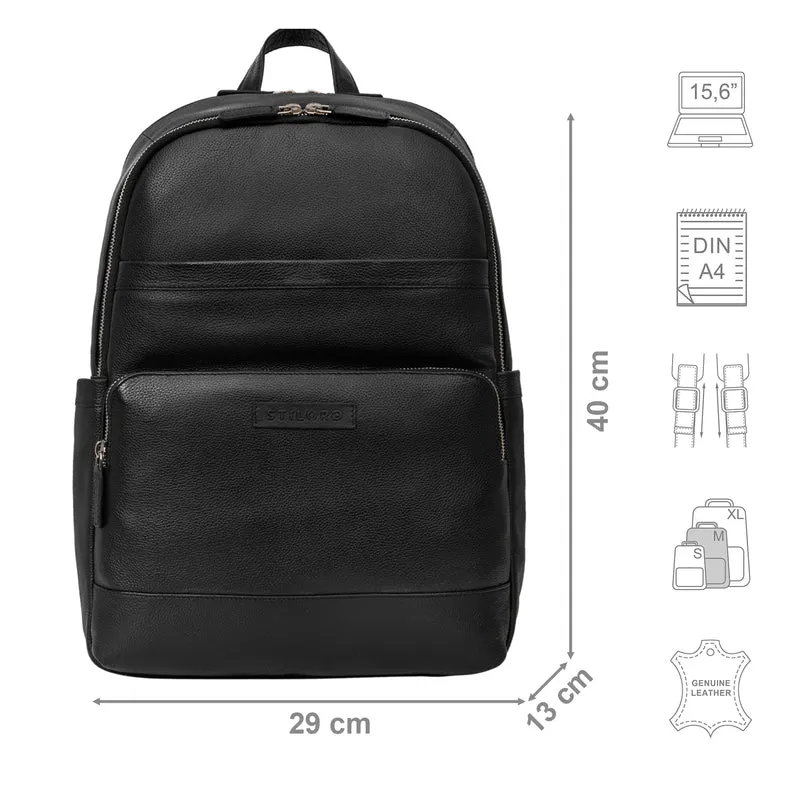 "Milan" Klassischer Laptop Rucksack 13,3 - 14 Zoll Echt Leder