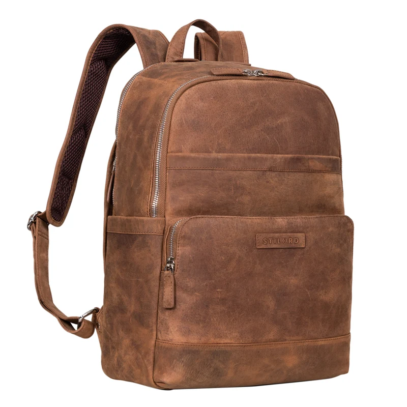 "Milan" Klassischer Laptop Rucksack 13,3 - 14 Zoll Echt Leder