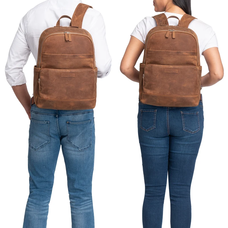 "Milan" Klassischer Laptop Rucksack 13,3 - 14 Zoll Echt Leder