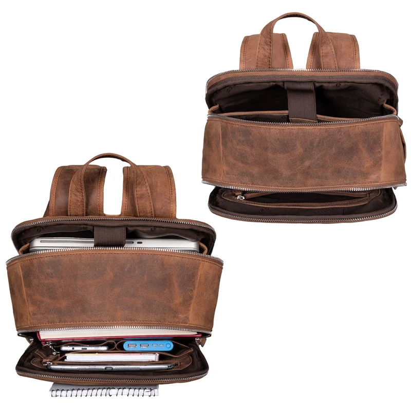 "Milan" Klassischer Laptop Rucksack 13,3 - 14 Zoll Echt Leder