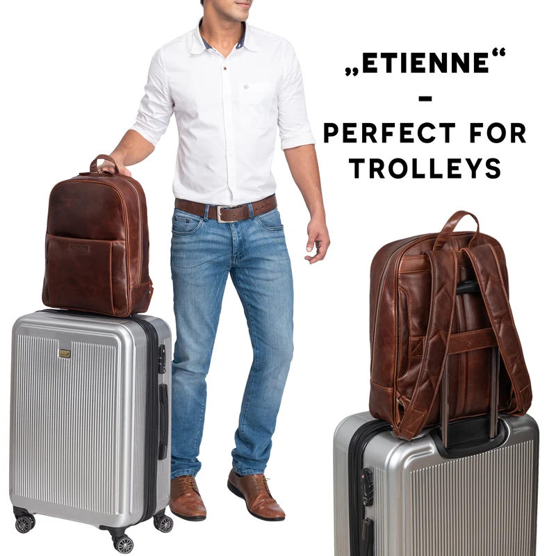 "Etienne" Laptop Rucksack 15,6 Zoll Echtleder Damen und Herren