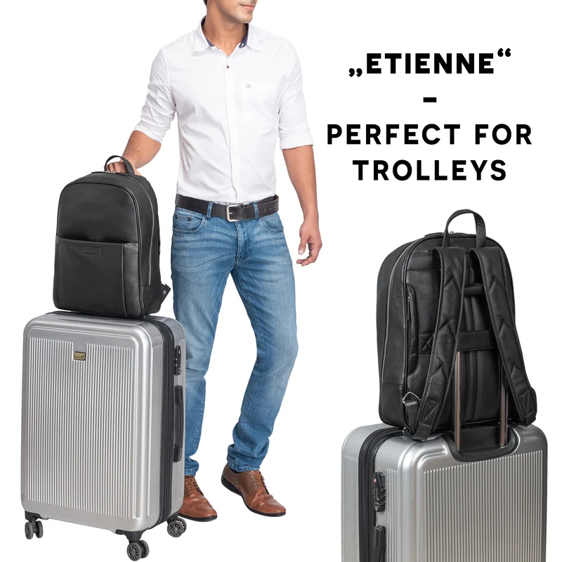 "Etienne" Laptop Rucksack 15,6 Zoll Echtleder Damen und Herren