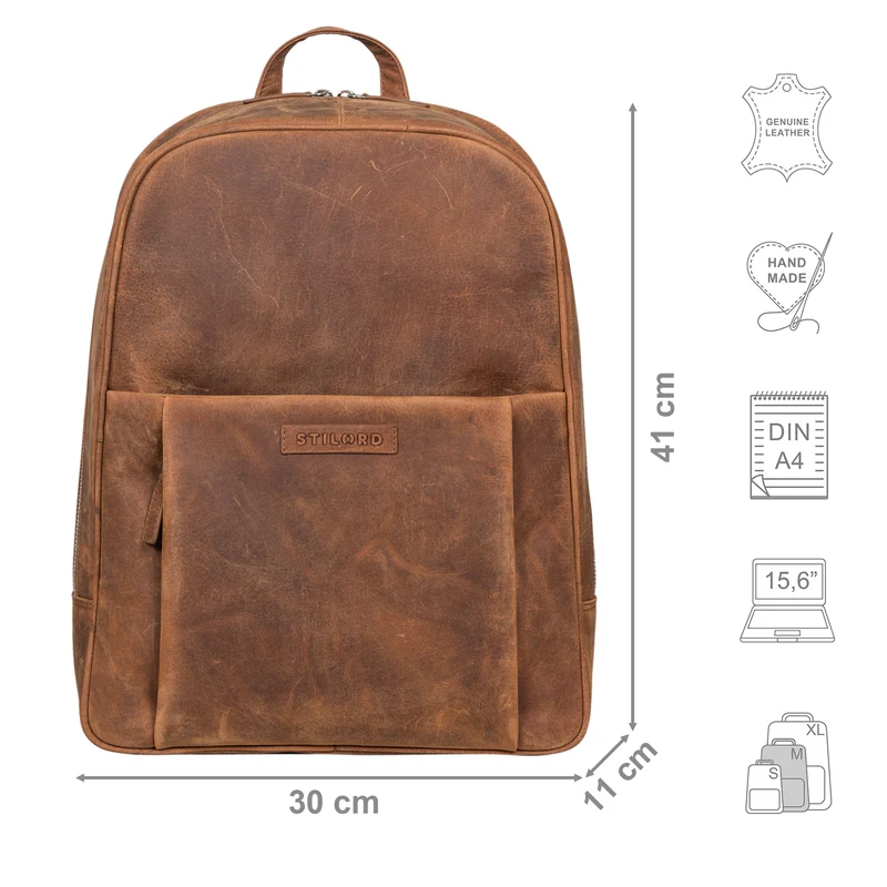 "Etienne" Laptop Rucksack 15,6 Zoll Echtleder Damen und Herren
