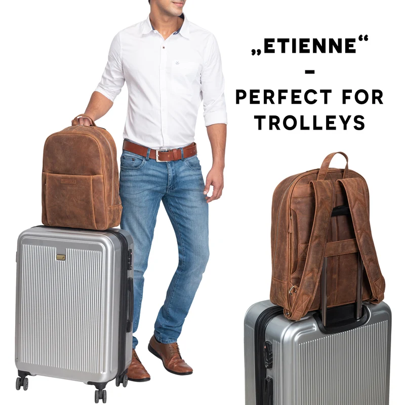"Etienne" Laptop Rucksack 15,6 Zoll Echtleder Damen und Herren