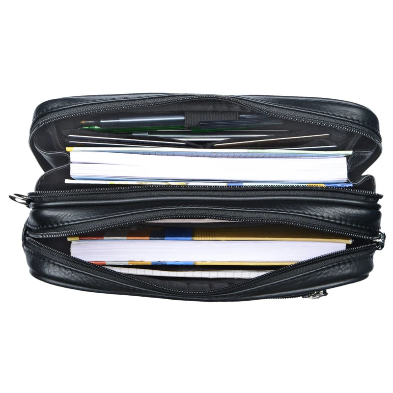 B-WARE "Nero" Handgelenktasche Herren Leder