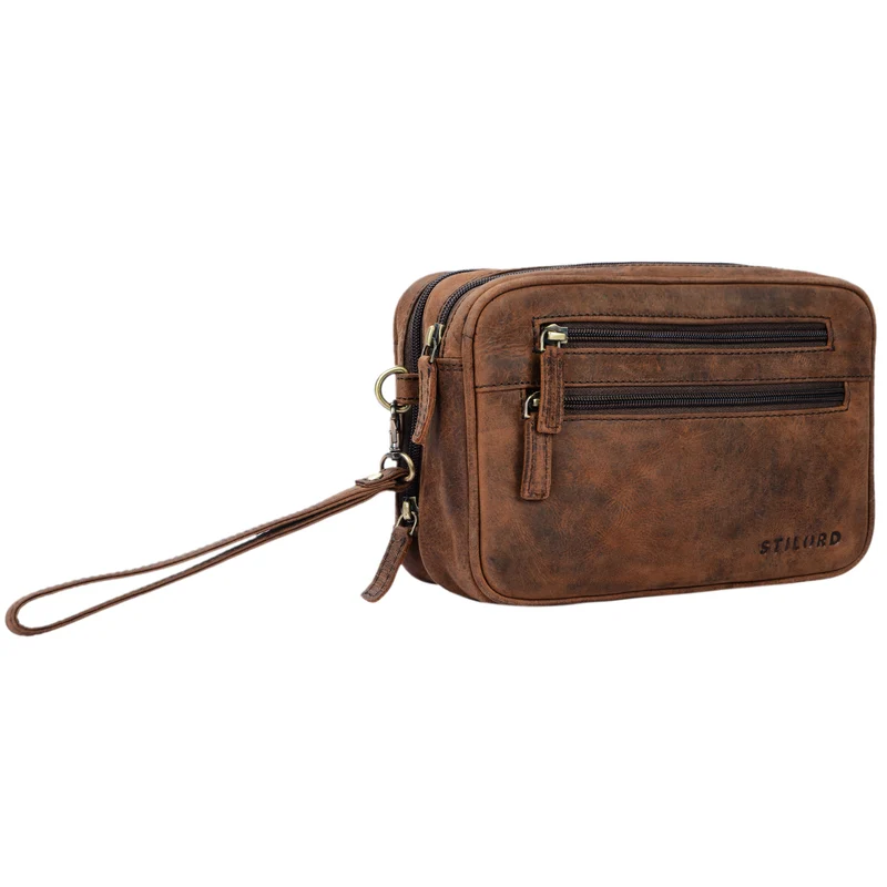 B-WARE "Nero" Handgelenktasche Herren Leder