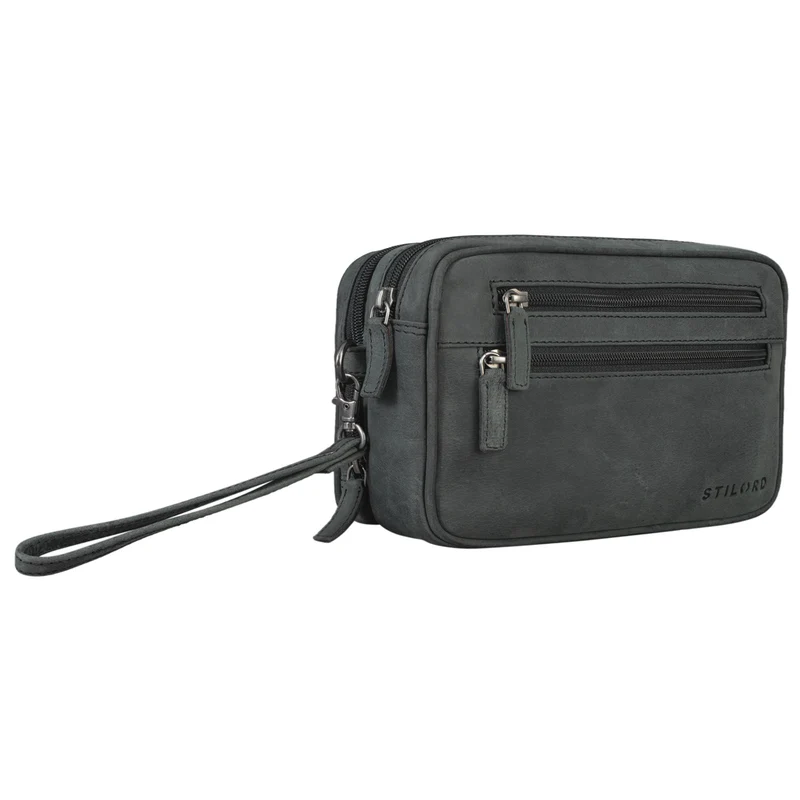B-WARE "Nero" Handgelenktasche Herren Leder