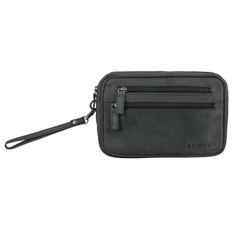 B-WARE "Nero" Handgelenktasche Herren Leder