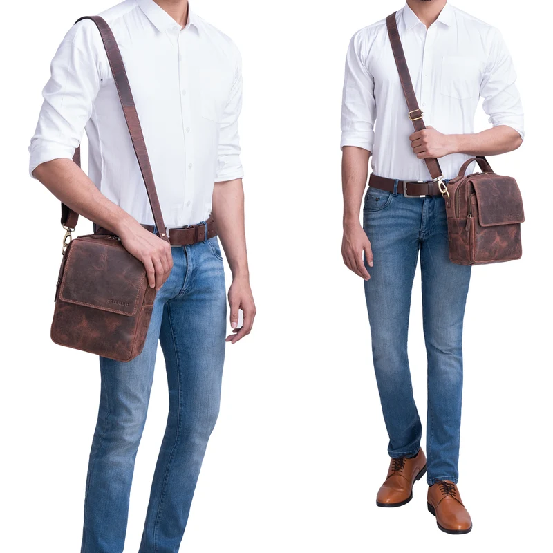 B-WARE "Gideon" Leder Umhängetasche Herren Vintage