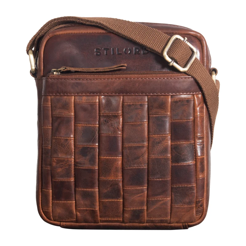 "Luja" Leder Schultertasche Damen Herren klein geflochten