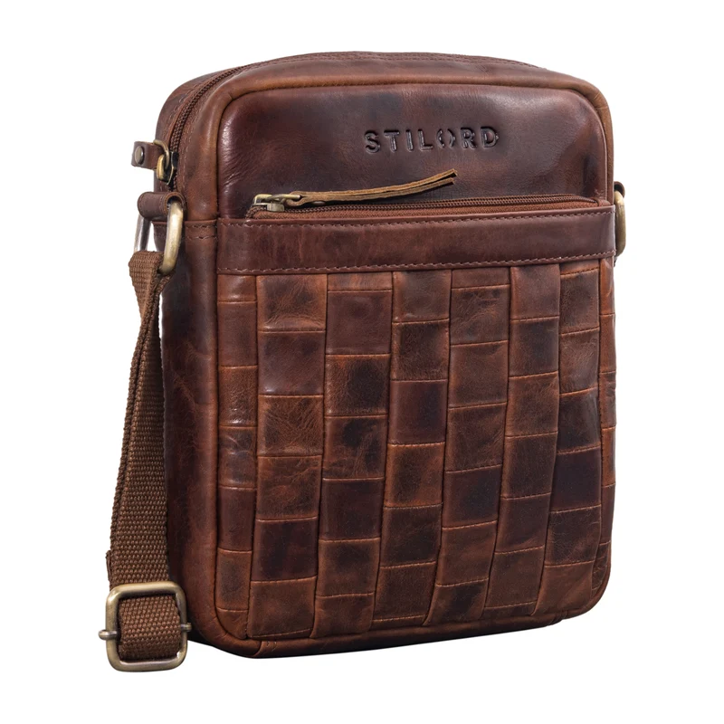"Luja" Leder Schultertasche Damen Herren klein geflochten