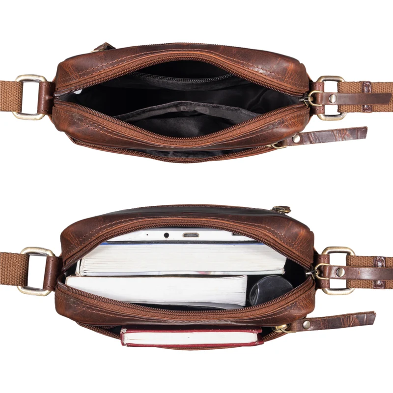"Luja" Leder Schultertasche Damen Herren klein geflochten