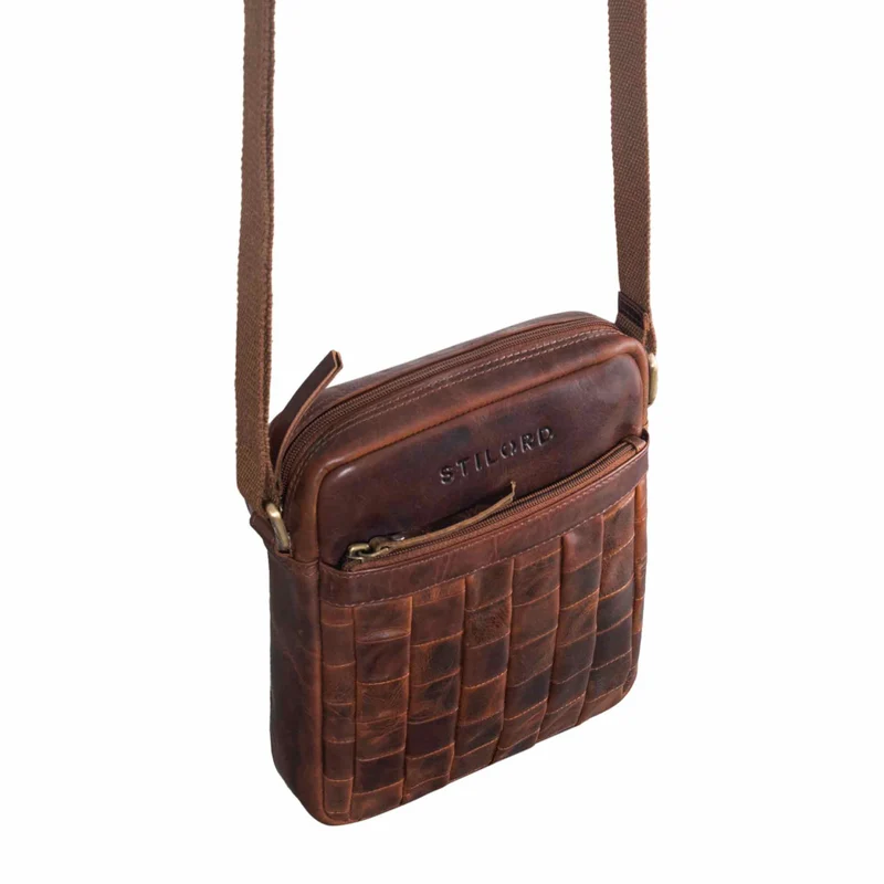 "Luja" Leder Schultertasche Damen Herren klein geflochten