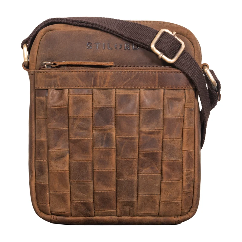 "Luja" Leder Schultertasche Damen Herren klein geflochten