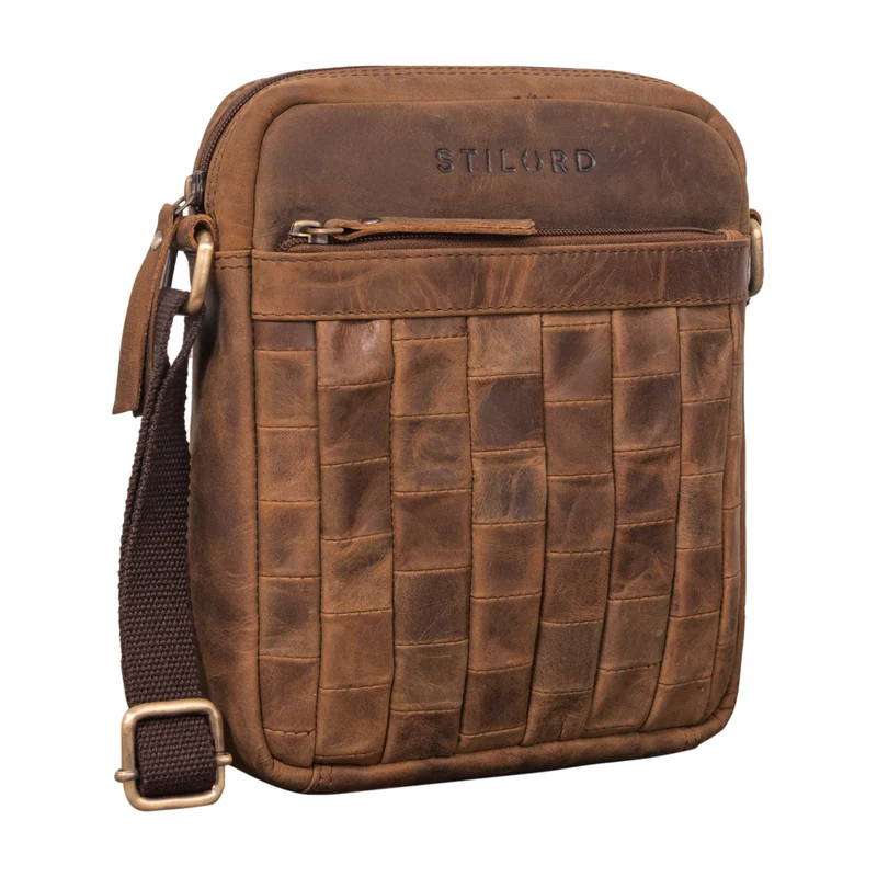 "Luja" Leder Schultertasche Damen Herren klein geflochten