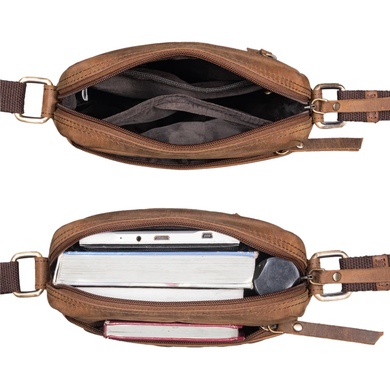 "Luja" Leder Schultertasche Damen Herren klein geflochten