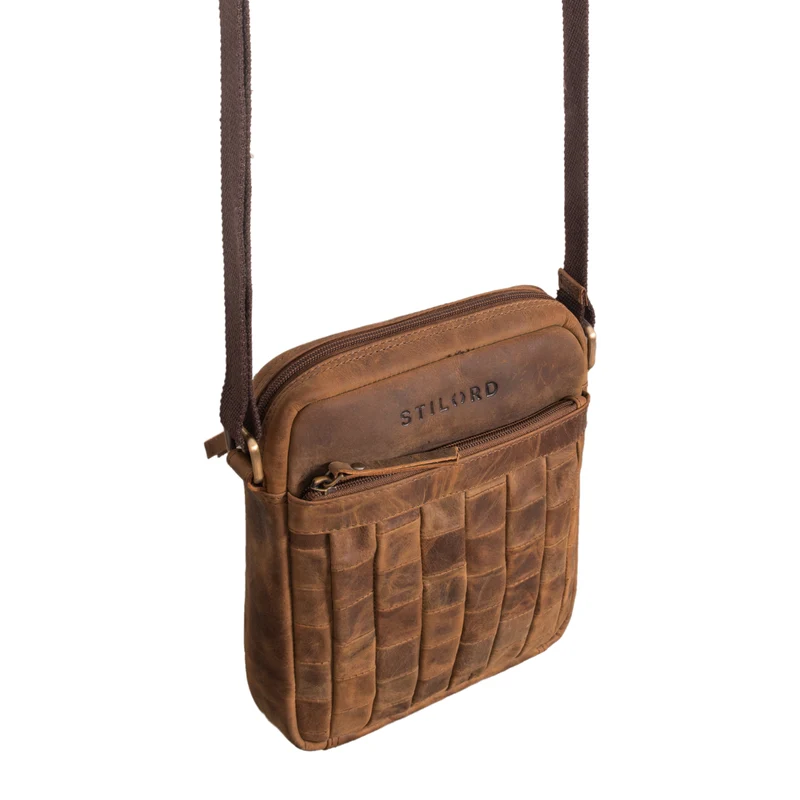 "Luja" Leder Schultertasche Damen Herren klein geflochten