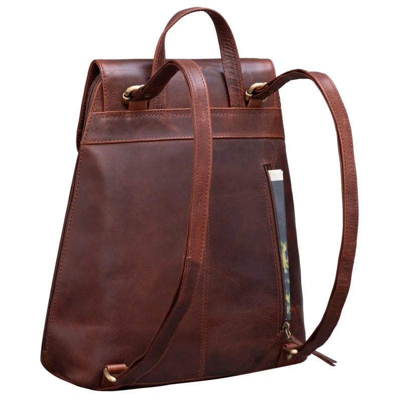 B-WARE "Victoria II" Lederrucksack Damen Vintage