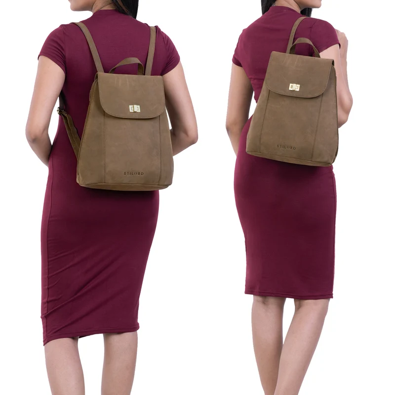 B-WARE "Victoria II" Lederrucksack Damen Vintage