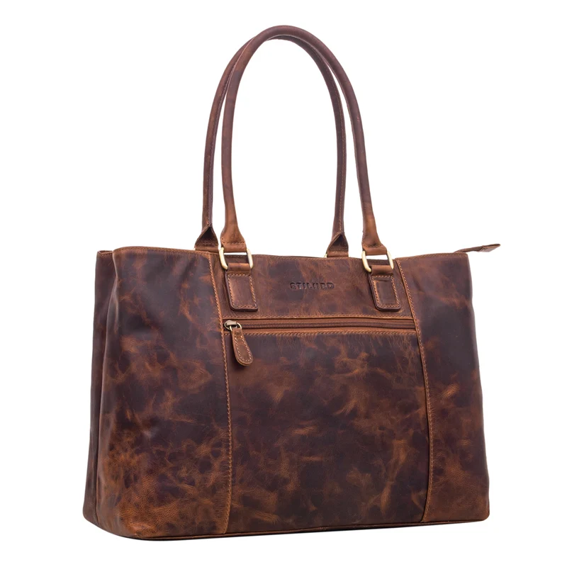 "Marika" Shopper Damen Groß Echtleder mit Laptopfach 15,6 Zoll