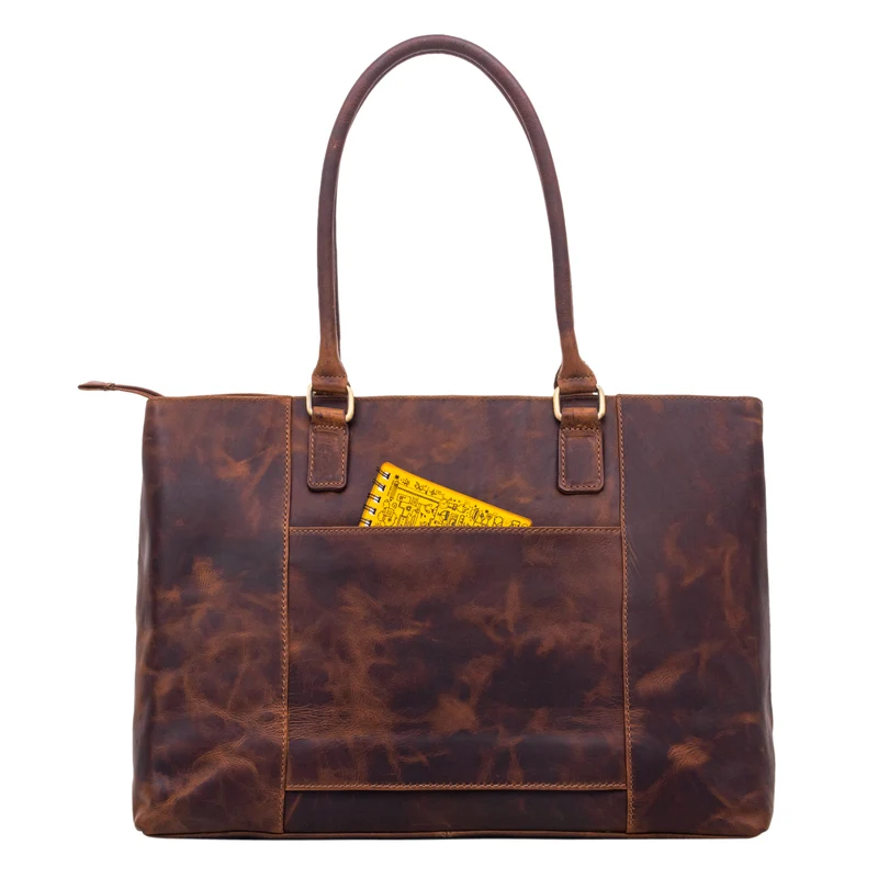"Marika" Shopper Damen Groß Echtleder mit Laptopfach 15,6 Zoll