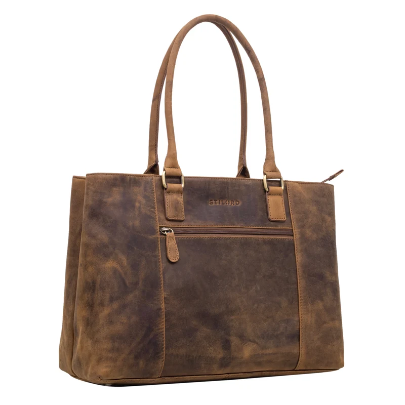 "Marika" Shopper Damen Groß Echtleder mit Laptopfach 15,6 Zoll