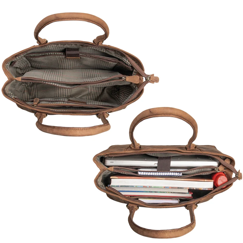 "Marika" Shopper Damen Groß Echtleder mit Laptopfach 15,6 Zoll